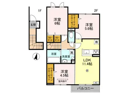 RANUNCULUS(3LDK/2階)の間取り写真