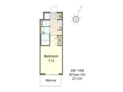 S-RESIDENCE大和田ALINE(1K/12階)の間取り写真