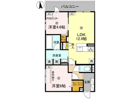 D-ROOM東成区東中本3丁目PJ(2LDK/3階)の間取り写真
