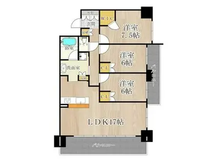 CITY SPIRE難波グレイス(3LDK/2階)の間取り写真