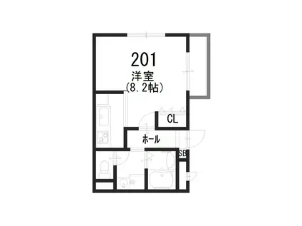 アムール大翔(ワンルーム/2階)の間取り写真