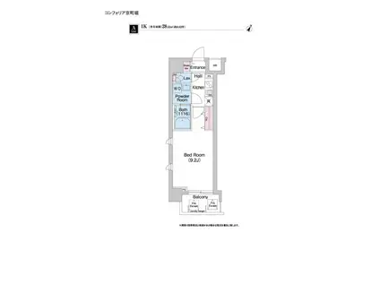 コンフォリア京町堀(1K/3階)の間取り写真