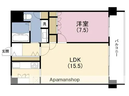 リーガル福島あみだ池(1LDK/2階)の間取り写真