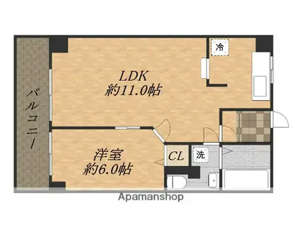 コーポラス翌檜(1LDK/3階)の間取り写真