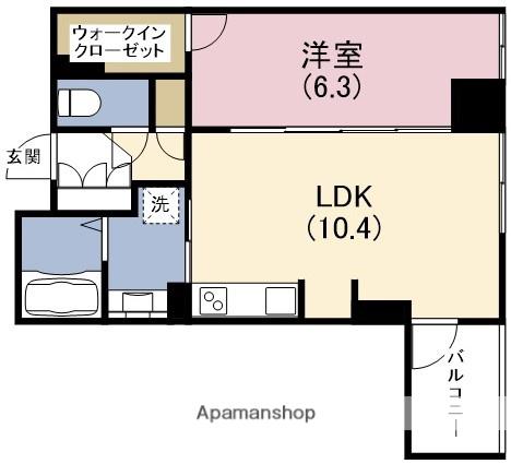 アーデンタワー福島ウエスト(1LDK/6階)の間取り写真