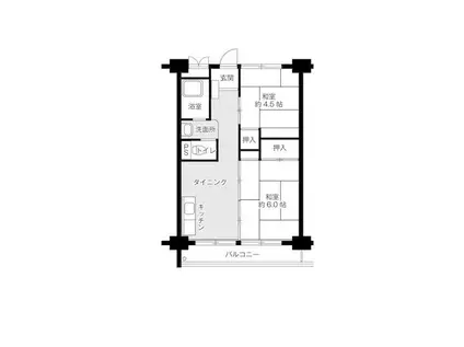 ビレッジハウス南清水タワー1号棟(2DK/2階)の間取り写真