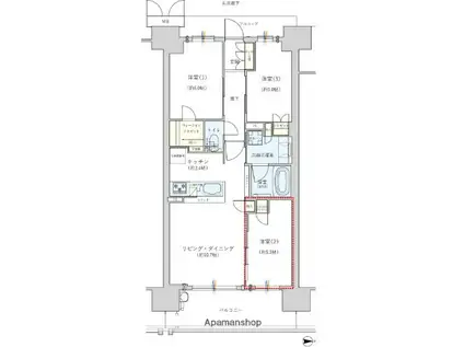 ジオ福島野田 THE MARKS(3LDK/11階)の間取り写真