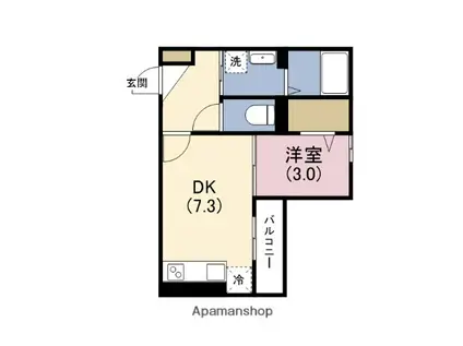アムール姫島(1DK/1階)の間取り写真