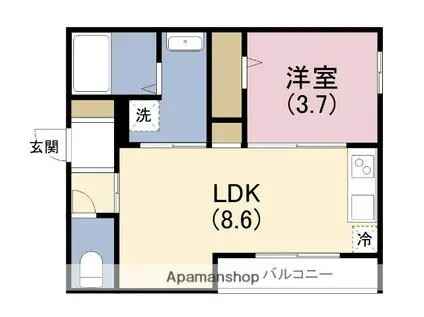 アムール姫島(1LDK/2階)の間取り写真
