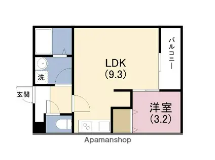 グラツィア千船(1LDK/3階)の間取り写真