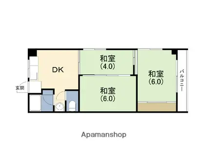 姫島パークマンション(3DK/1階)の間取り写真