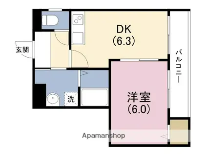 コンフォール姫里Ⅲ(1DK/3階)の間取り写真