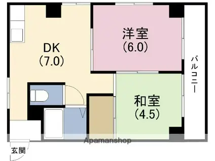 メロディーハイツ吉積(2DK/3階)の間取り写真