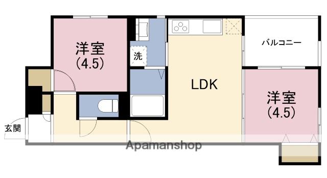 ラモーナ佃Ⅰ(2LDK/1階)の間取り写真