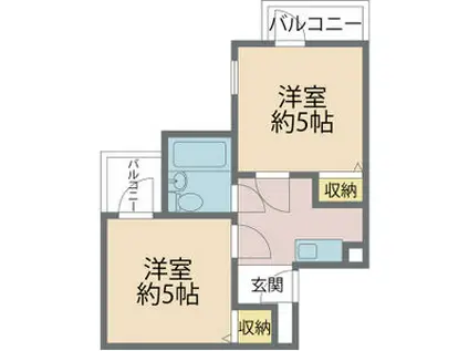 六龍苑岡町(2K/3階)の間取り写真