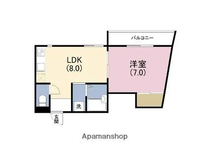 コーポインデアン(1LDK/4階)の間取り写真