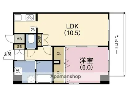 エストーネ野田阪神(1LDK/10階)の間取り写真
