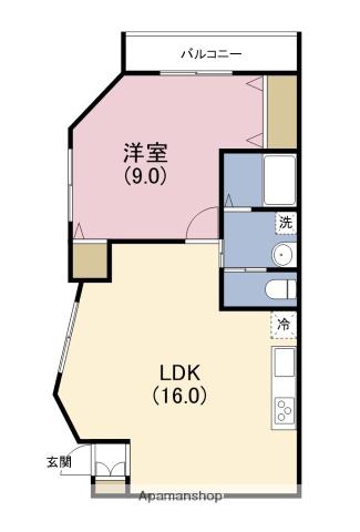 福助ビル(1LDK/3階)の間取り写真
