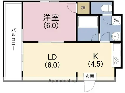 アトラスハイツ姫島(1LDK/1階)の間取り写真