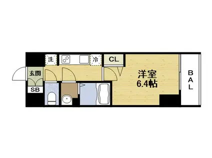 プレサンス桜ノ宮イーサリアル(1K/9階)の間取り写真