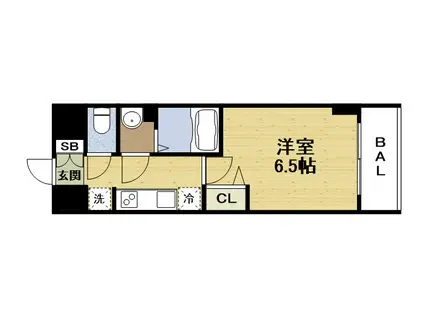 プレサンス桜ノ宮イーサリアル(1K/14階)の間取り写真