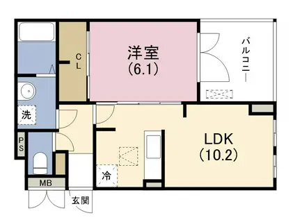 ウェルス暁(1LDK/3階)の間取り写真