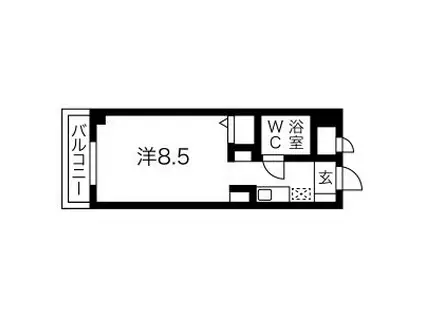 猪名寺パークマンションII(ワンルーム/7階)の間取り写真
