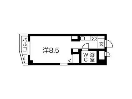 猪名寺パークマンションII(ワンルーム/6階)の間取り写真