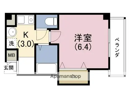 サーペント中津(1K/4階)の間取り写真