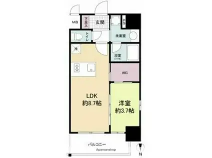 リヴェント福島(1LDK/13階)の間取り写真