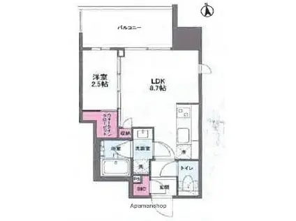 シーズンフラッツ福島(1LDK/9階)の間取り写真