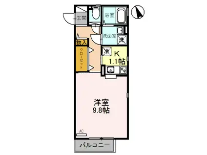 大阪モノレール本線 柴原阪大前駅 徒歩16分 2階建 築23年(1K/1階)の間取り写真