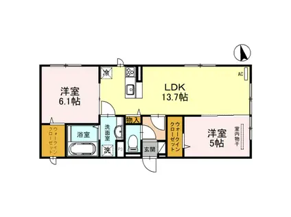 オリエンス(2LDK/1階)の間取り写真