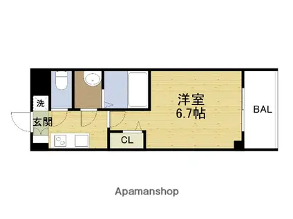 ALIVIS福島海老江(1K/12階)の間取り写真
