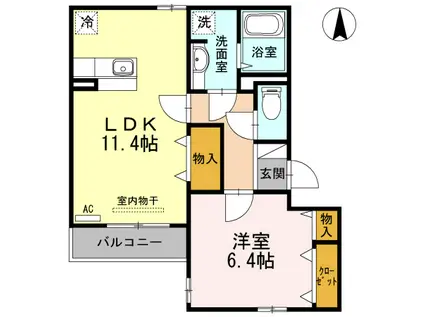 フローリッシュ(1LDK/2階)の間取り写真