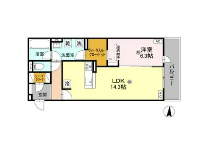 D-RESIDENCE中桜塚(1LDK/2階)の間取り写真