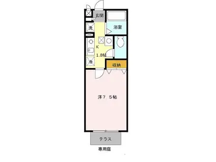 パセオ・きわ(1K/1階)の間取り写真