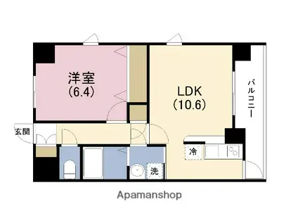 S-RESIDENCE谷町九丁目(1LDK/13階)の間取り写真