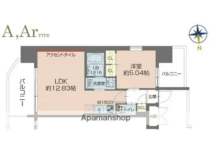 プレジオ森之宮(1LDK/12階)の間取り写真