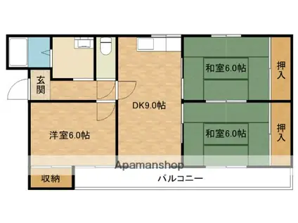 貝塚ローレルハイツ(3DK/2階)の間取り写真