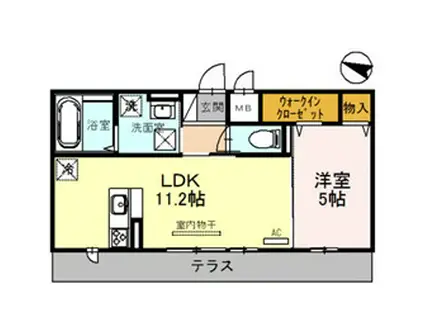 アソシエ高松東(1LDK/3階)の間取り写真