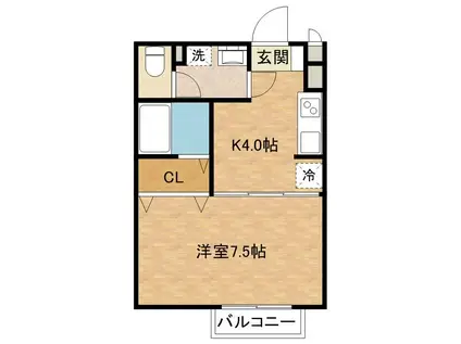 シェルズレイク日根野A(1K/2階)の間取り写真