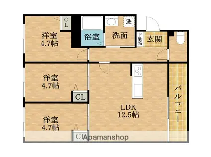CHAINON高石(3LDK/2階)の間取り写真