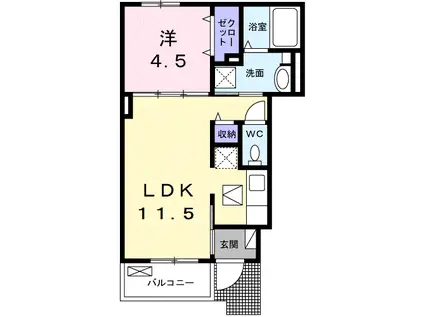 プロムナード箕形(1LDK/1階)の間取り写真