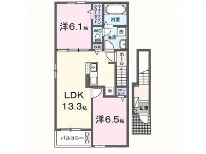 クルールE(2LDK/2階)の間取り写真