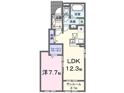 クルールB(1LDK/1階)の間取り写真