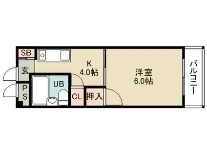 グリーンハイツ(1K/4階)の間取り写真