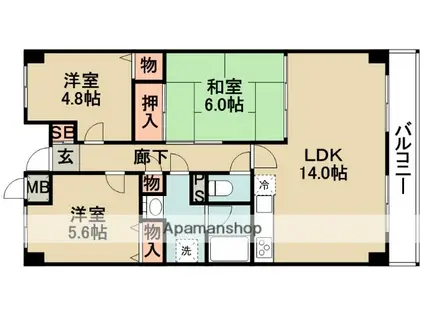 アバンティ千里(3LDK/6階)の間取り写真