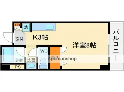 グランドメゾン2(1K/4階)の間取り写真