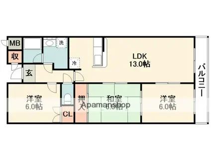 ハイクレスト引谷(3LDK/3階)の間取り写真